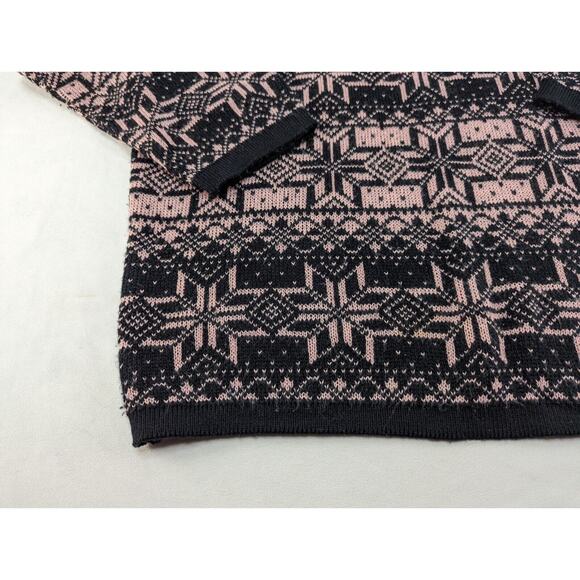 Vtg Gitano Plus Pink Black 44/24W Made in USA Geometric‎ Acrylic Sweater - Picture 2 of 11
